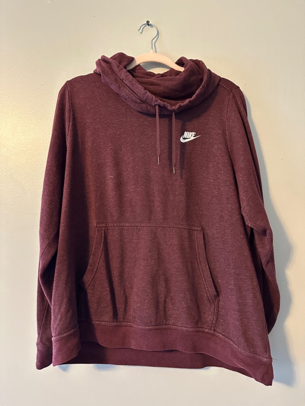 Nike Women's Maroon Cowl Neck Pullover Hoodie